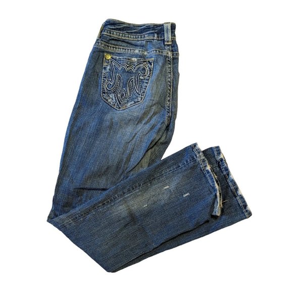 Mek Dnm Women's Blue Adjustable Waist Skinny Leg Denim Jeans Size 28/34 - Picture 3 of 4